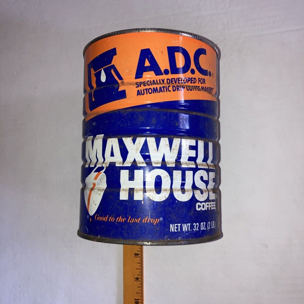 Vintage Maxwell House Drip Grind 1 Pound Coffee Tin Can